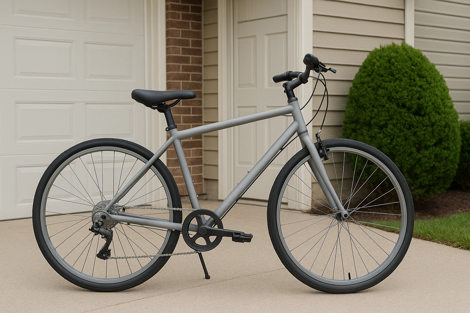 Bicycle frame sandblasted to bare metal finish