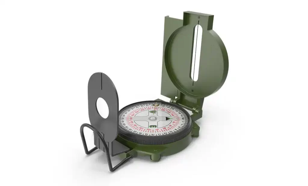 Metal military compass cleaned with sandblasting to restore finish and durability