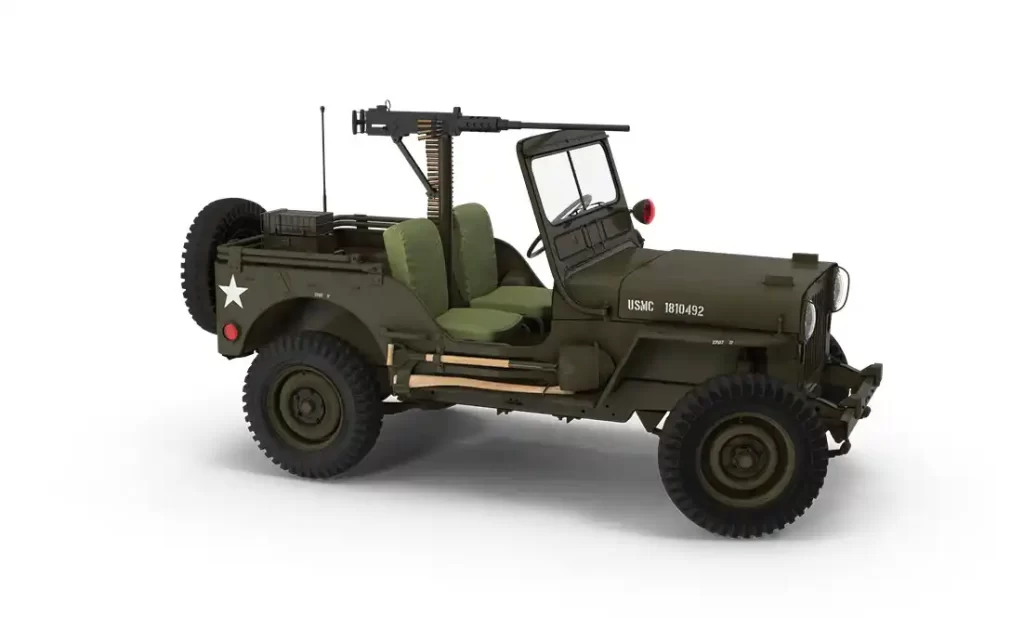 Army Jeep restored with sandblasting for rust removal and surface preparation