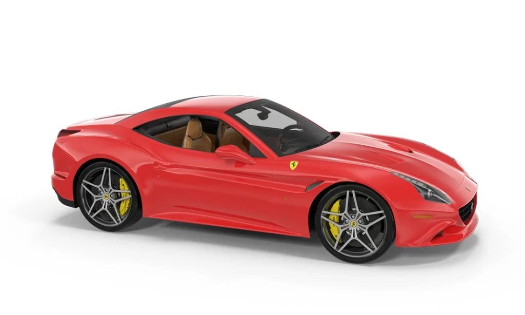 Red sports car sandblasting for refinishing